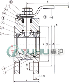 手動對夾球閥(結構尺寸圖) 手動對夾球閥(結構尺寸圖)