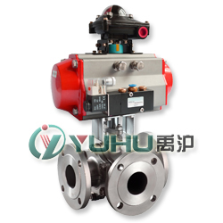 氣動三通球閥（不銹鋼閥體）