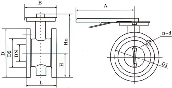 D41X法蘭軟密封蝶閥 (手柄傳動) 
