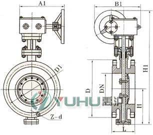 煤氣焦油蝶閥 安裝尺寸圖